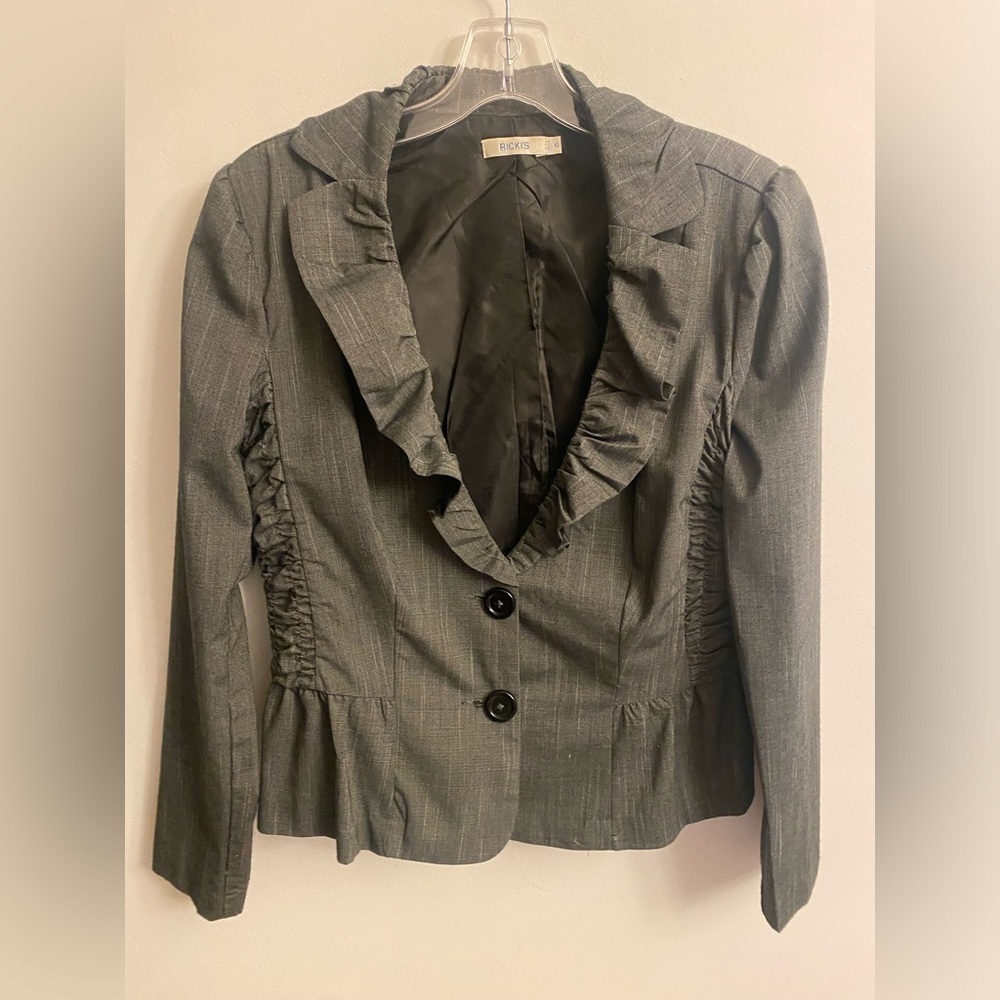 Ruffle Blazer Grey Sz 10